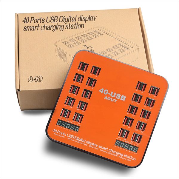Smart 40 Ports USB Hub Charging Station Power Outlet Multi-Port Speed Charger Dock with LCD Display for Hotel School