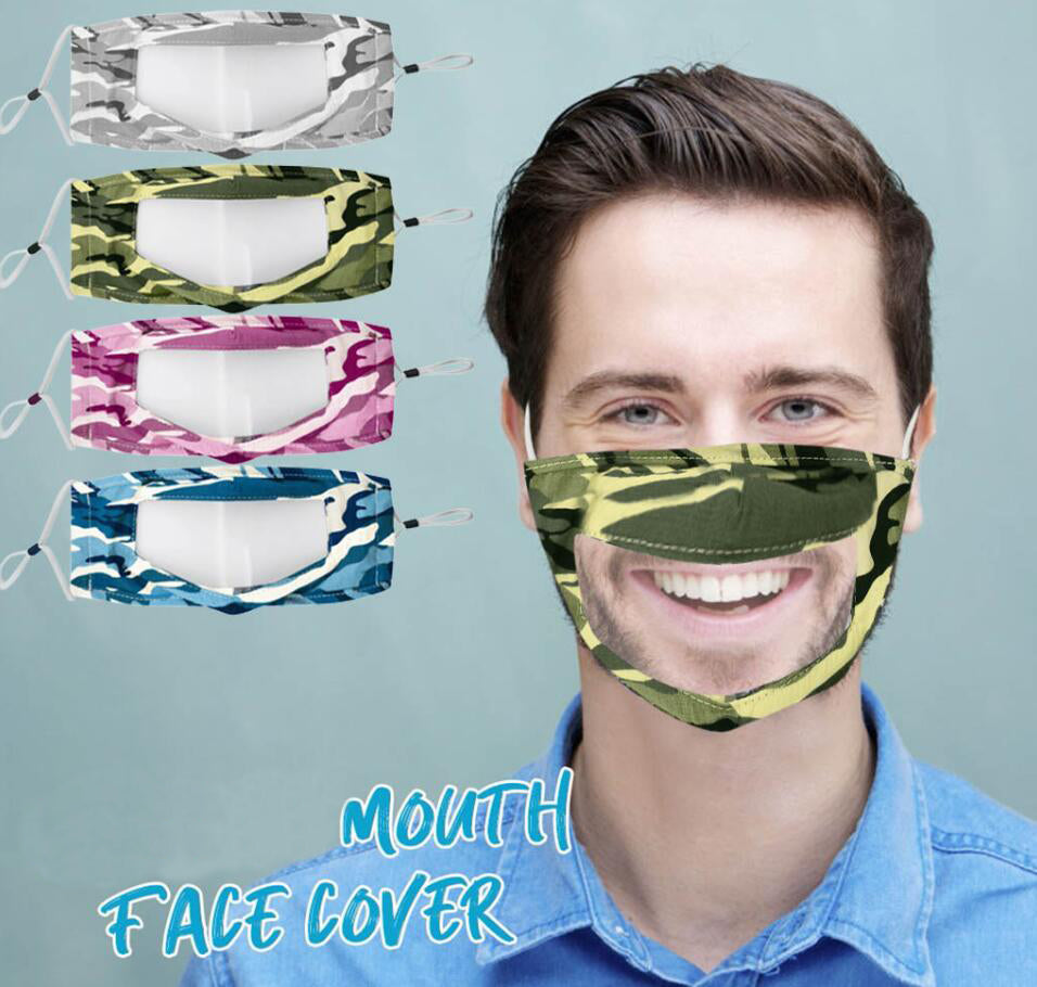 Transparent Face Mask Camouflage Washable Reusable Masks Anti Dust Antifog Clear Designer Face Mask Deaf-mute Mouth Face Cover