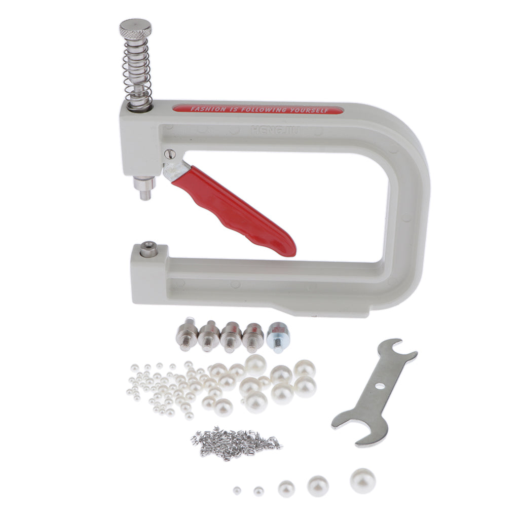 Manual Nailed Bead Machine Clothing Manual Pearl Cap Bead Rivet Craft for DIY Repair Knitting Lace Hat Hair Tools, 1 Set