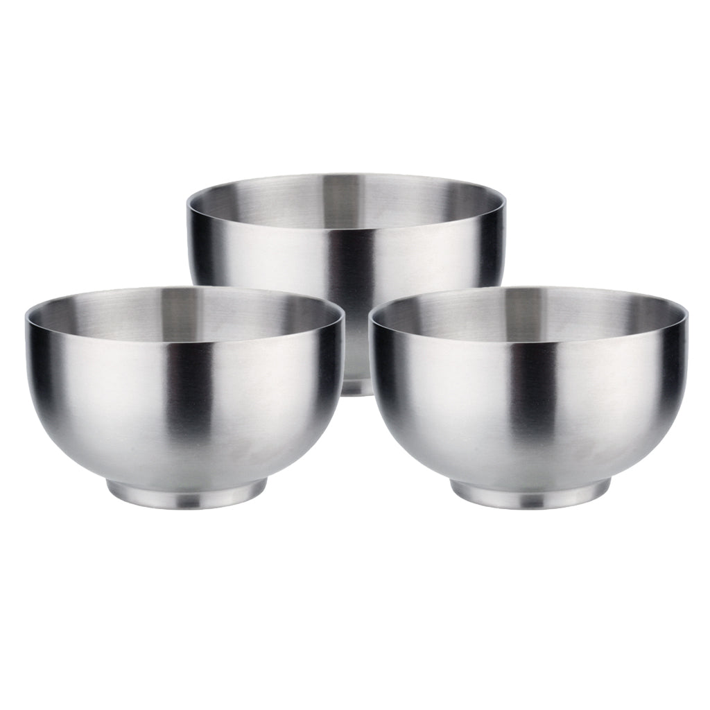 3 Pcs 304 Stainless Steel Bowls Soup Rice Dish Snack Serving Bowl Set for Kids Toddlers