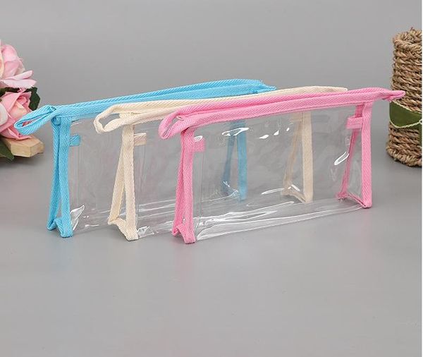 Clear PVC Travel Toiletry Bag Transparent Waterproof Wash Shaving Skin Care Items Cosmetics Makeup Storage Zipper Bag SN2261