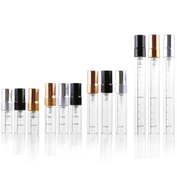 2ML 3ML 5ML 10ML Clear Glass Spray Bottle Portable Perfume Atomizer Mini Sample Test Tube Bottle Thin Glass Vials SN2400