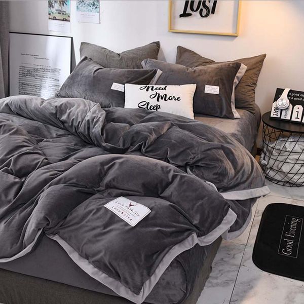 FB18003 Luxury Popular Crystal Velvet Bedding Set Duvet Cover Beds Sheet 4pcs-set Winter Bed Linen King Queen Size Velvet Home Textile