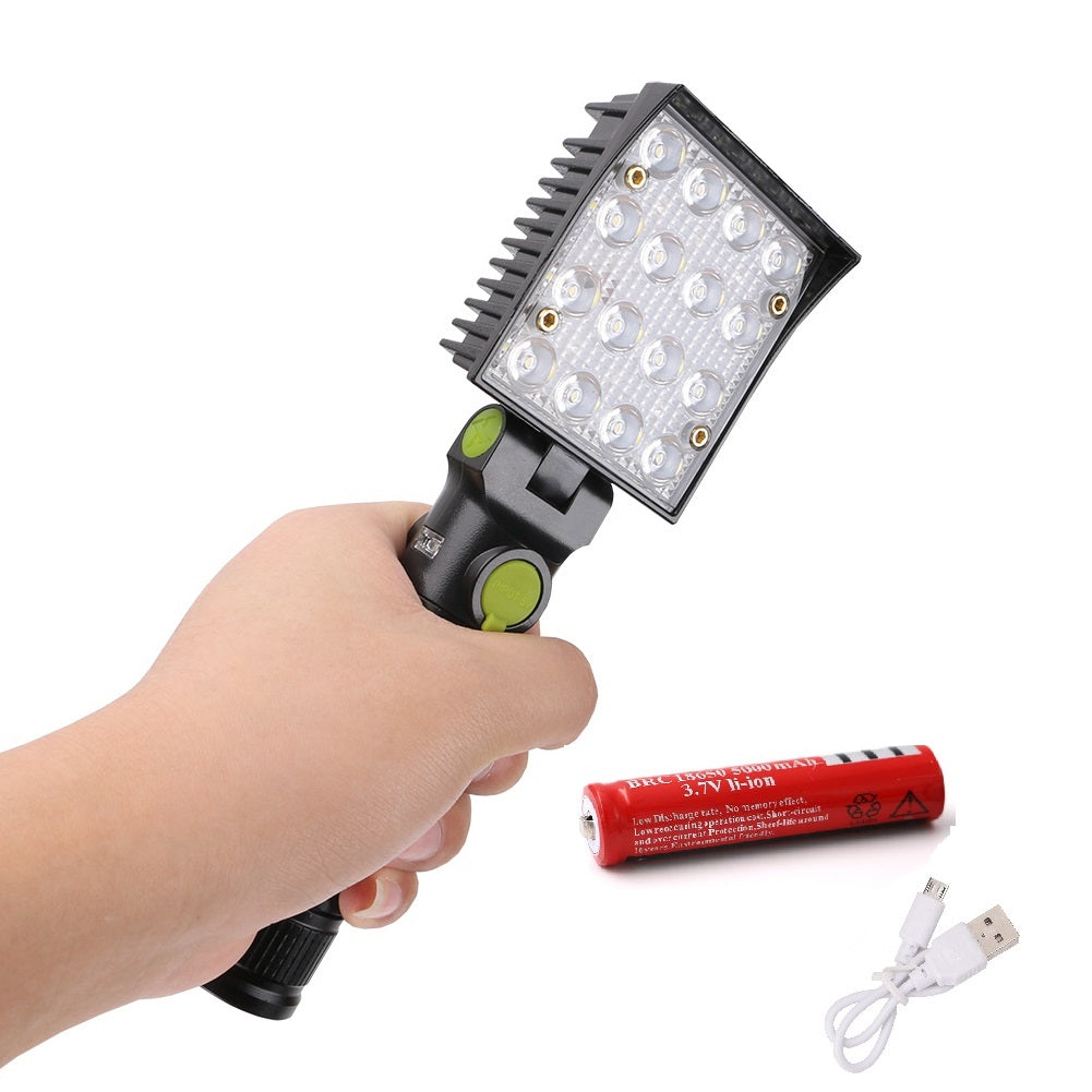 16 LEDs Work Flashlights White Red Blue Light Car Repair Working Lamp USB 18650 Torch Built-in Magnet Hook Tent Camping Lantern