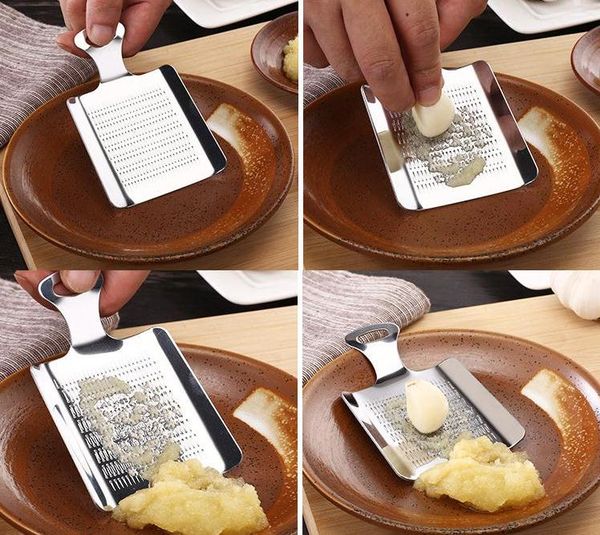 Portable Mini Stainless Steel Garlic Press Slicer Convenient Ginger Garlic Crusher Chopper Grater Kitchen Tools Gadgets SN1756