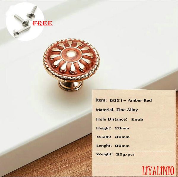 8021-Amber Red Door Handles Wardrobe Drawer Pulls Kitchen Cabinet Knobs and Handles Fittings for Furniture Handles European Style