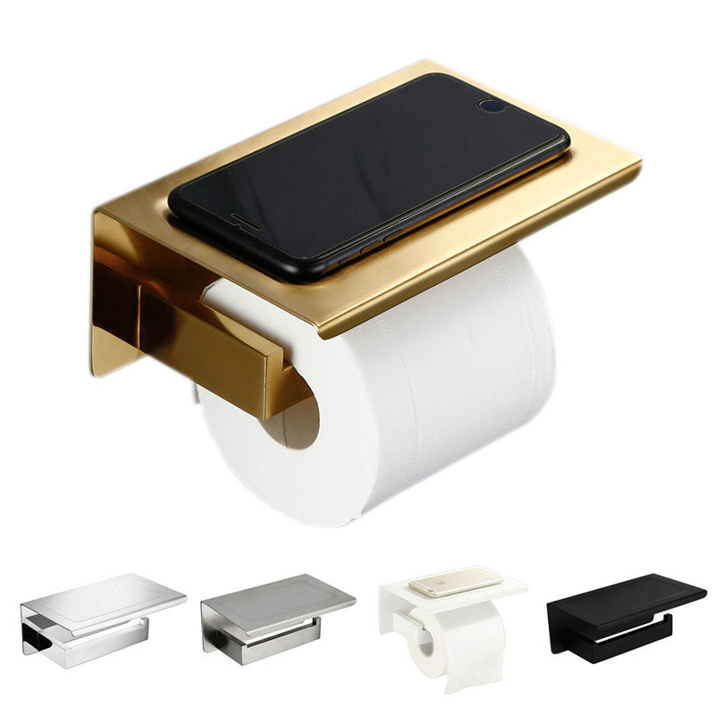 Brushed Gold SUS304 Toilet Paper Holder With Shelf Bathroom Hardware Accessories Tissue Holder Black - Chrome - White Color
