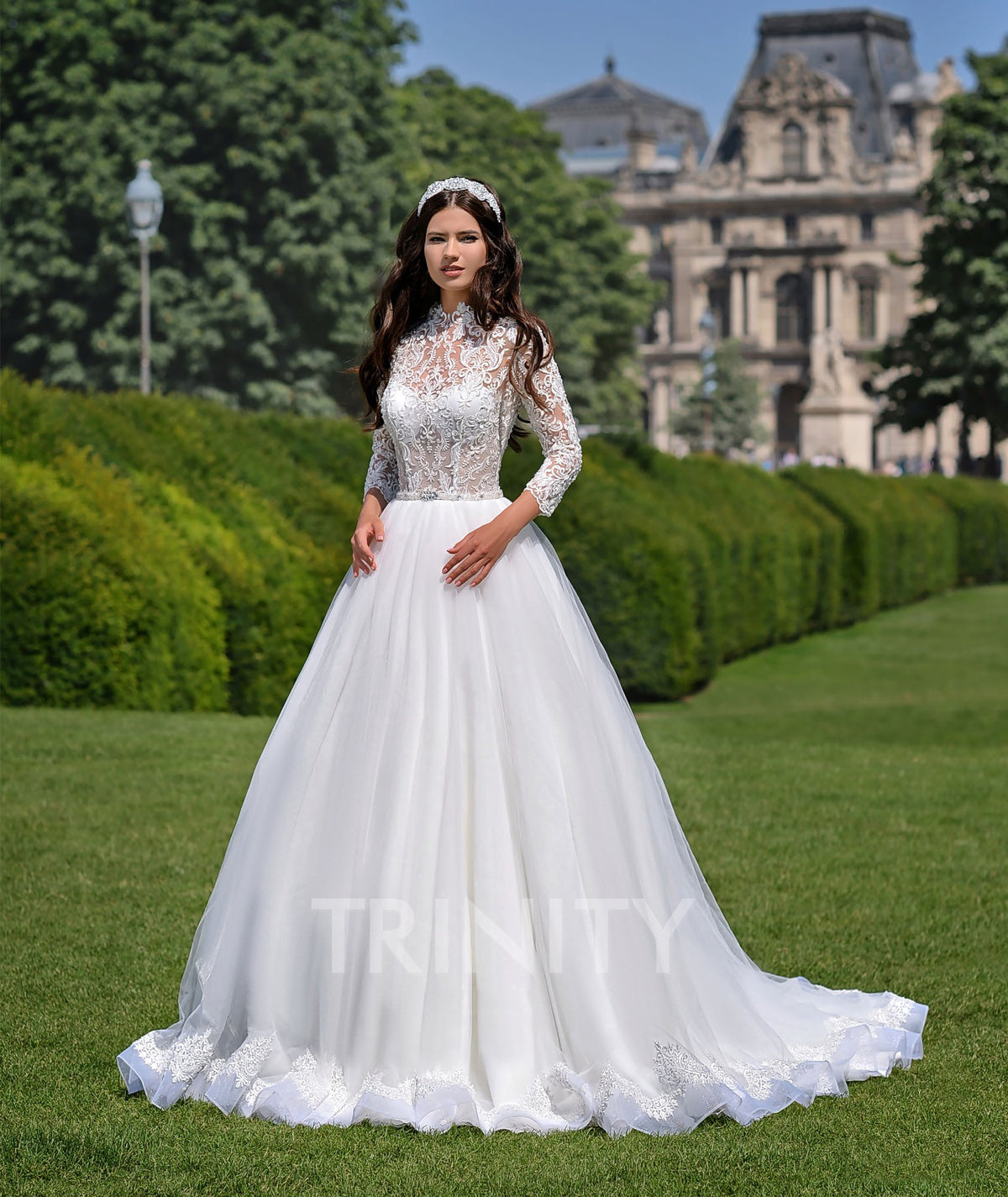 Artistic White Sleeves Applique Beads A-Line Wedding Dresses Bridal Pageant Dresses Wedding Attire Dresses Custom Size 2-18 KF1227311