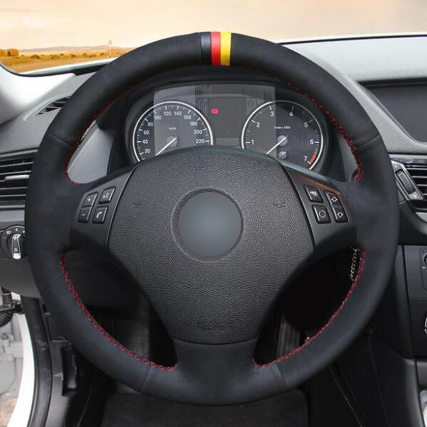 Black Suede Car Steering Wheel Cover for BMW E90 320 318i 320i 325i 330i 320d X1 328xi 2007