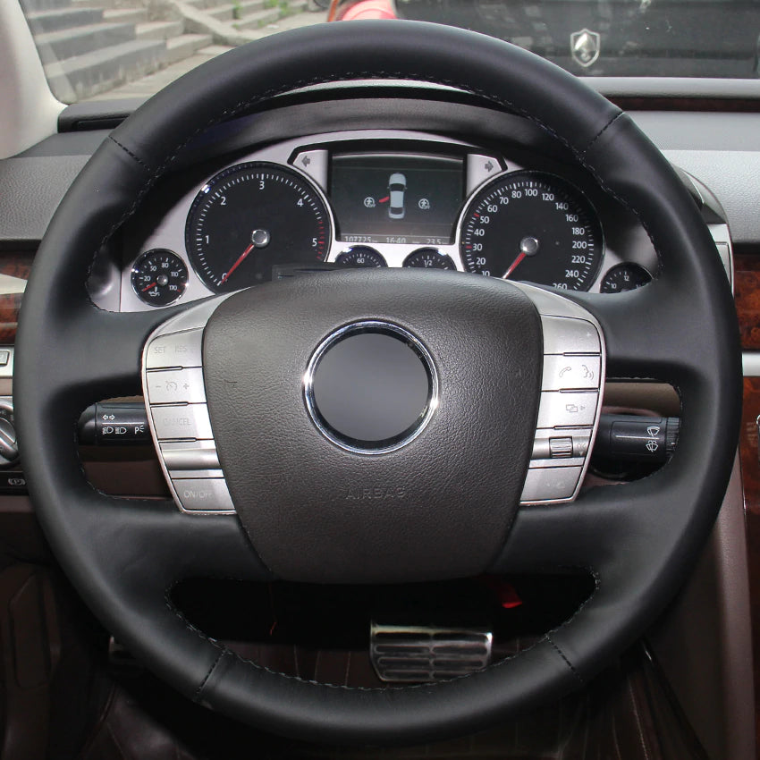 Black Synthetic Leather Car Steering Wheel Cover for Volkswagen VW Phaeton 2011-2015