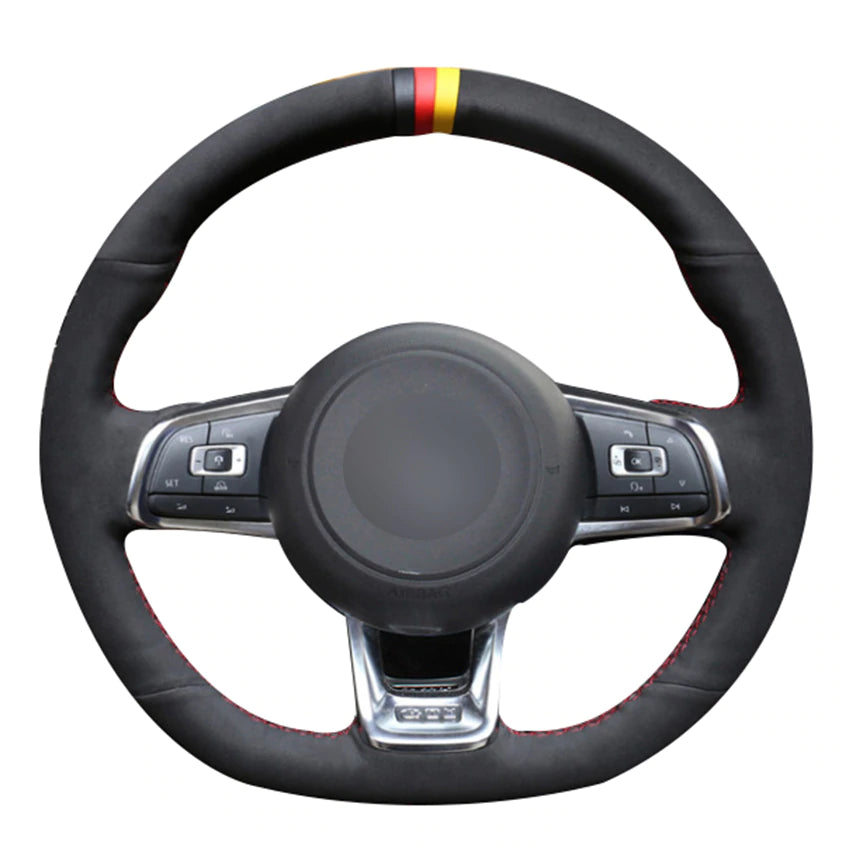 Black Suede Car Steering Wheel Cover for Volkswagen Golf 7 GTI Golf R MK7 VW Polo GTI Scirocco 2015 2016