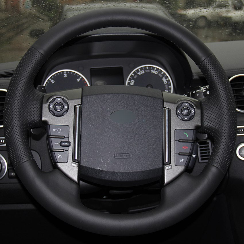 Black Synthetic Leather Car Steering Wheel Cover for Land Rover Discovery 4 2010-2016