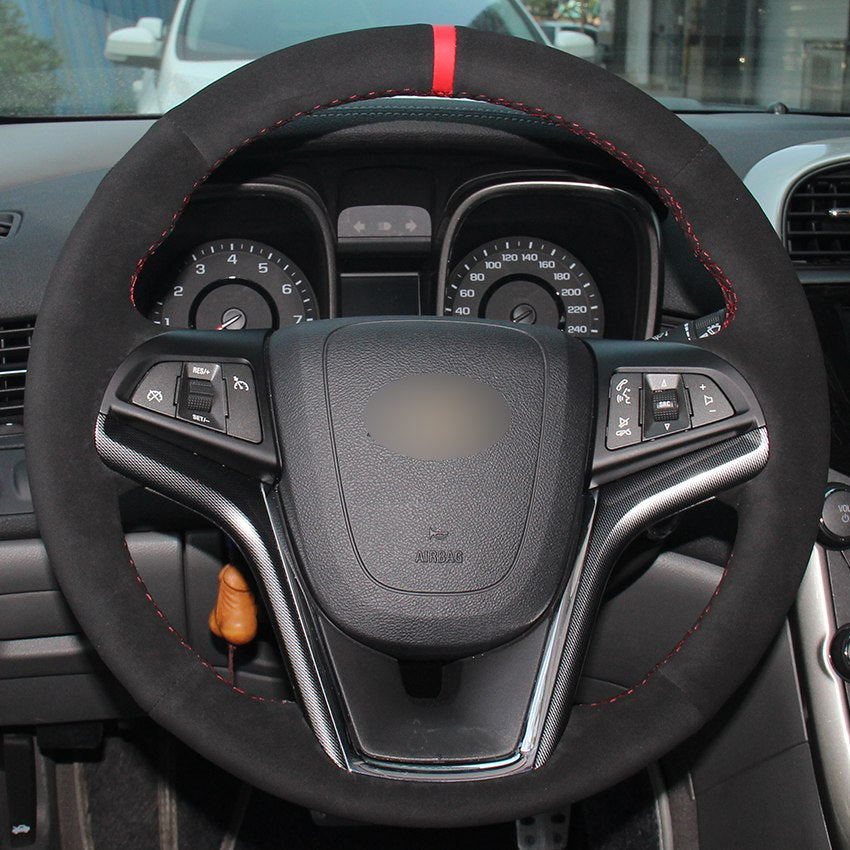 Black Suede Red Marker Car Steering Wheel Cover for Chevrolet Malibu 2011-2014 Volt 2011-2015