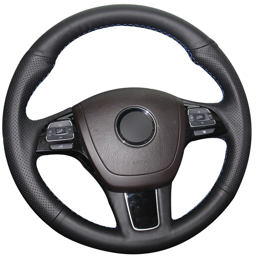 Black Synthetic Leather Car Steering Wheel Cover for Volkswagen VW Touareg 2011-2017