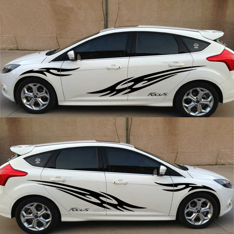 2PCS-Set Car Modified Waist Pull Decals Flame Whole Body Sticker Scratches Personality Stickers