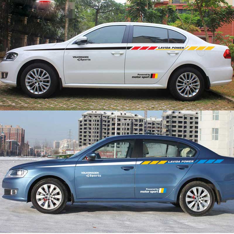 2PCS-Set Car Cover Decals waist vehicle stickers scratching Body Stickers