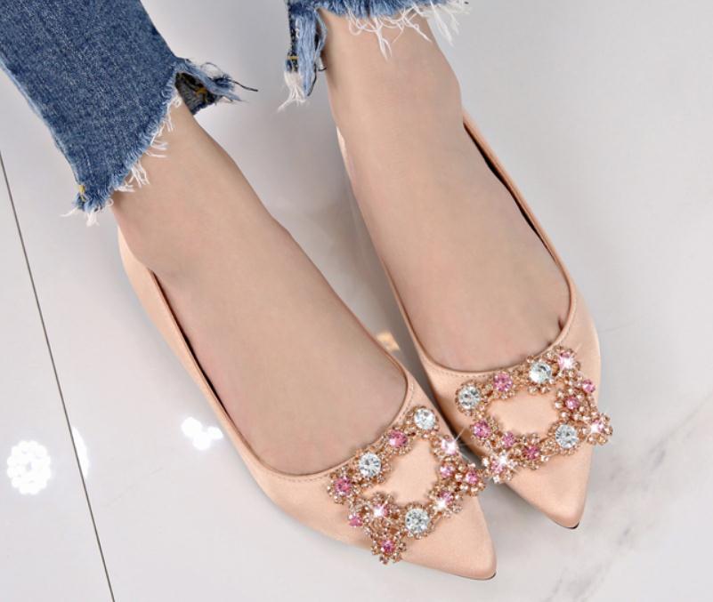 2019 water drill Women&#039;s shoes in Spring and Autumn with New style Silk and satin flat bottom and Coarse heel 5.5cm