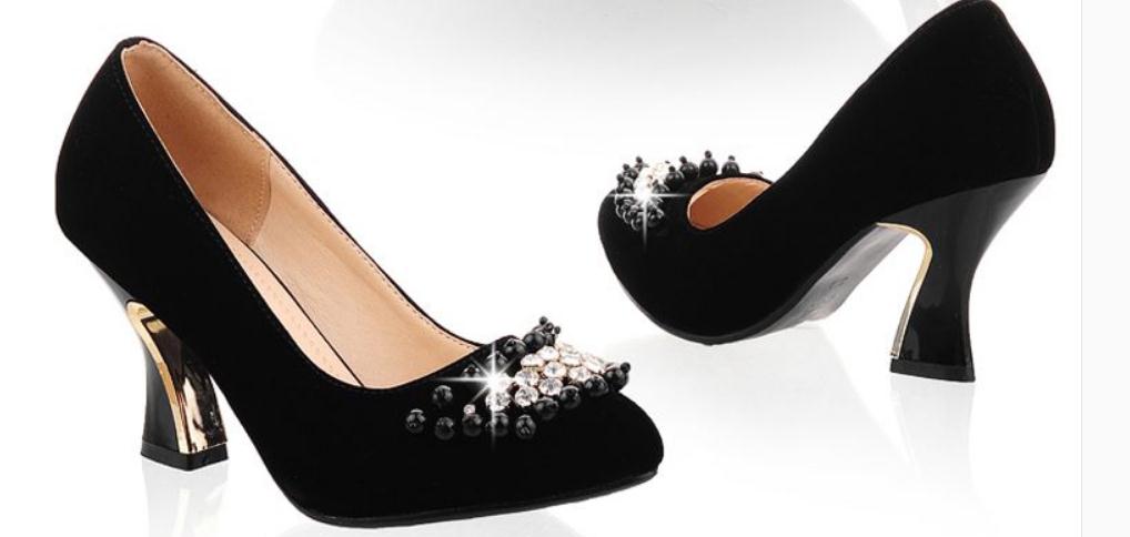 Women&#039;s shoes in Spring and Autumn High Coarse heel water drill Suede @211