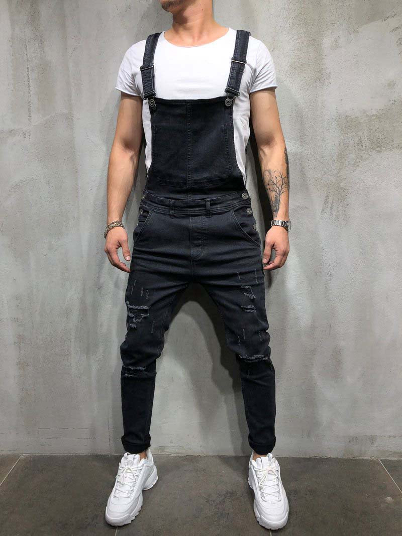 Fashion Mens Ripped Jeans Rompers Casual with belt Jumpsuits Hole Denim Bib Overalls Bike Jean Free Shipping Upated