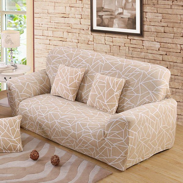 Stretch Sofa Cover, Elastic Furniture Cover for Living Room - Spandex, Leaves Printed, 1-4 Seater, 145-185cm, 2024
