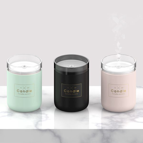 280ML Candle Humidifier Ultrasonic Air Humidifier Soft Light USB Essential Oil Diffuser Car Purifier Aroma Anion Mist Maker GGA1877