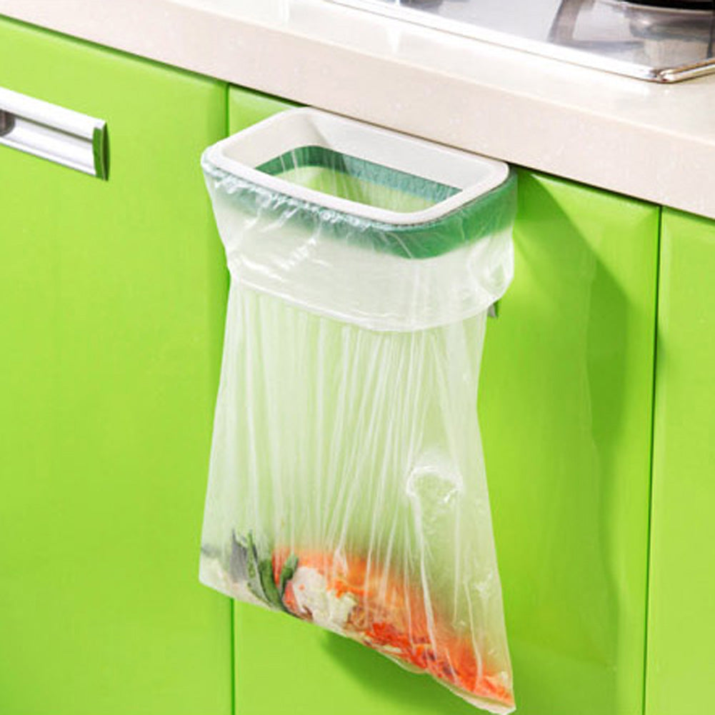 Cupboard Door Back Trash Rack Storage Garbage Bag Holder Hanging Kitchen Cabinet Hanging Trash Rack kitchen Tools
