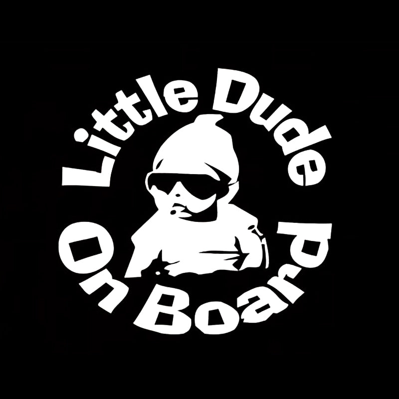 Funny Baby Car Sticker Little Dude On Board Car Window Bumper Checkered Flags Windshield Sticker Waterproof Decal
