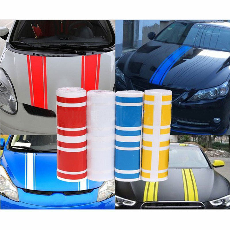 2PCS-Set Car Racing Hood Stickers Modified Stripe Vinyl Body Decals