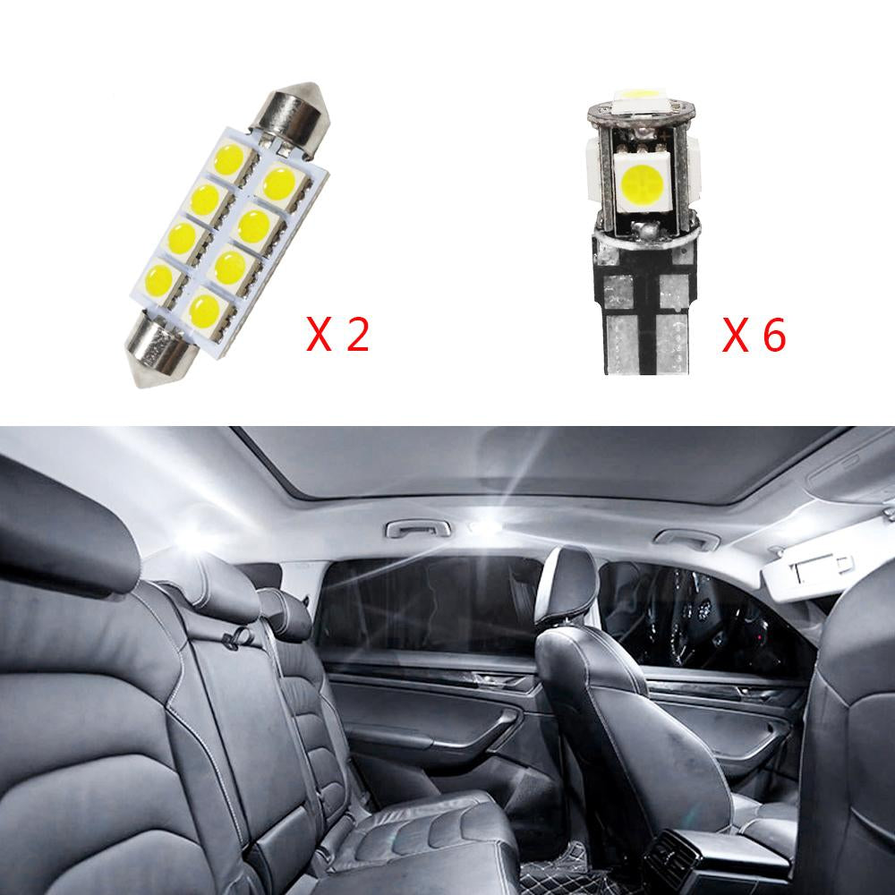 8Pcs White Canbus No Error LED Lamp Car Bulbs Interior Package Kit For 2010-2015 Volvo XC60 Map Dome Door Plate Light