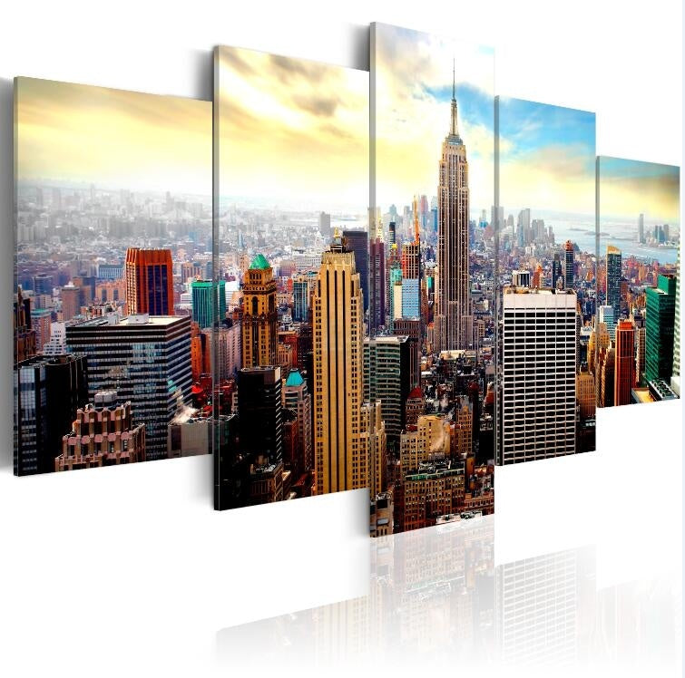 5 Panels Hot Canvas Print Light Of The City Poster Modern Home Wall Decor Painting Canvas Printing Art HD Print Painting