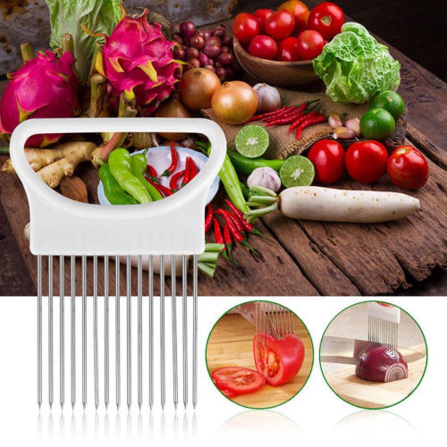 cooking utensils tomato onion vegetables slicer cutting aid holder guide slicing cutter safe fork cozinha cocina utensilios