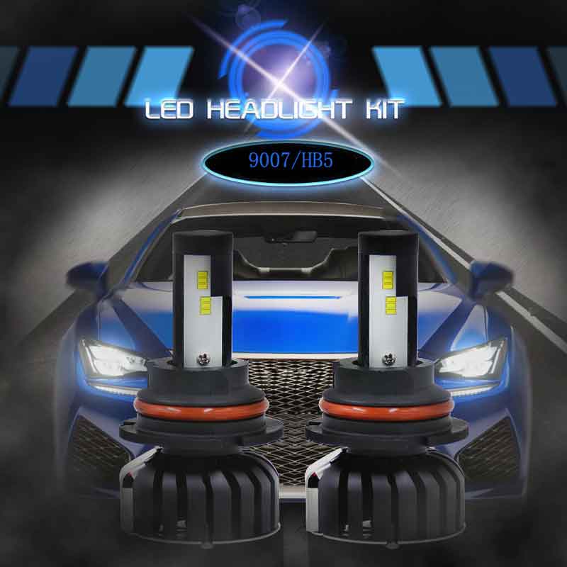 2PCS 9007 HB5 LED Headlight Bulb Kit 80W 6000K 8000Lumens Extremely Brigh Yellow Fog Light Bulbs Quick Heat Dissipation