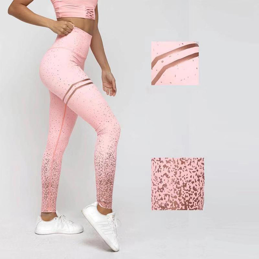 2019 new hot stamping yoga Running Sport High Waist Jogging pants high waist stretch fitness hips slim leggings women