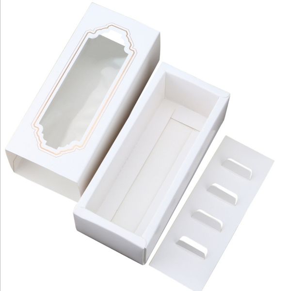 100pcs-lot Wedding Party candy box Empty Baking Packaging box transparent boxes chocolate box For 5pcs Macaron