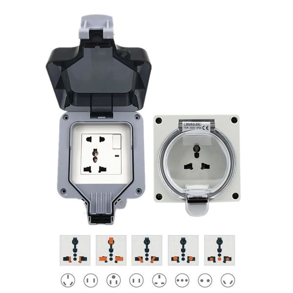 16A AC250V Wall Mounted Electrical Power Sockets Outlet Box Waterproof 100mm x 100mm x 86mm