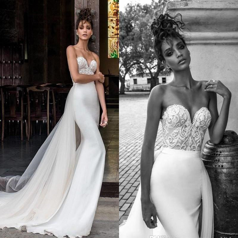 berta mermaid boho wedding dresses with overskirts sweetheart lace applique backless bohemian plus size bridal gowns robe de marie