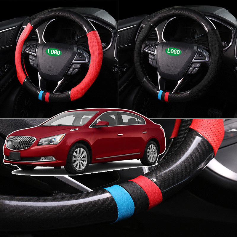 For Buick LaCrosse Steering Wheel Cover Anti-Slip Carbon Fiber Top PVC Leather