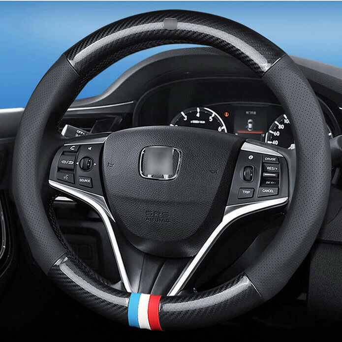 15 inch Carbon Fiber Leather Car Steering Wheel Cover upgrade For Honda civic