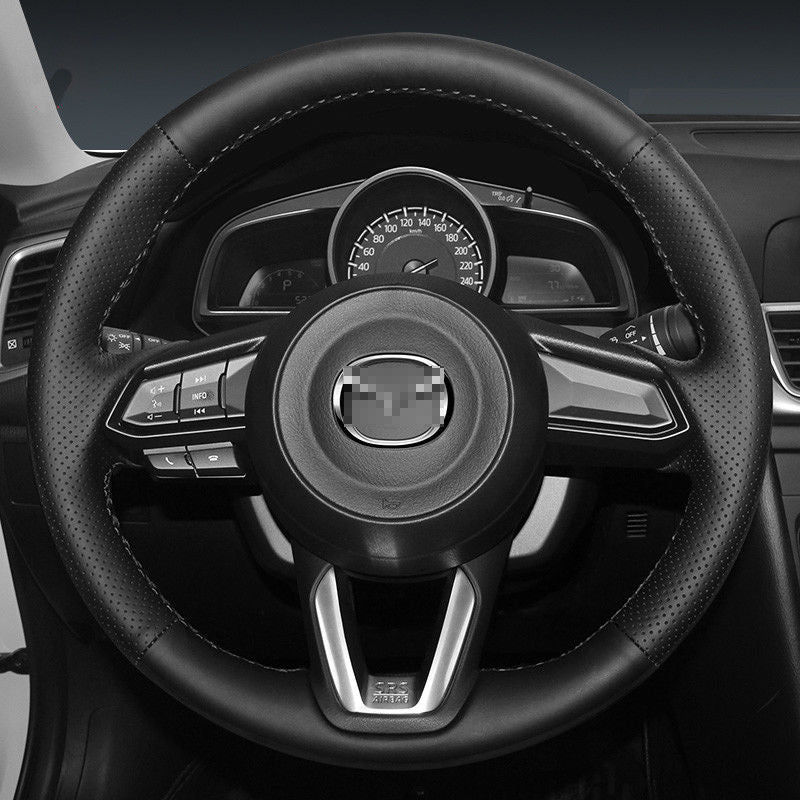 Custom Hand Sew Car Steering Wheel Cover for Mazda 3 Axela 2017 CX5 Mazda CX-9