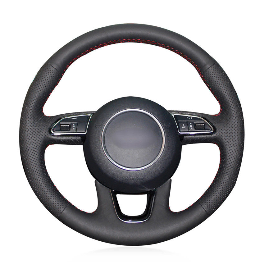 Black Artificial Leather Car Steering Wheel Cover for Audi Q3 Q5 2013 2014 2015