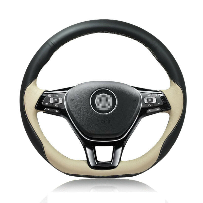 For Volkswagen Golf 7 GTI DIY Hand-stitched Car Steering Wheel Cover Top Leather