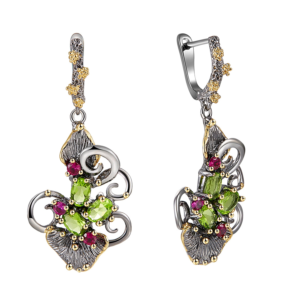 Latest design Beautiful Dangle Earrings Olivine Zirconia Stones Flower Jewellery Fashion Jewelry Women&#039;s Drop earring