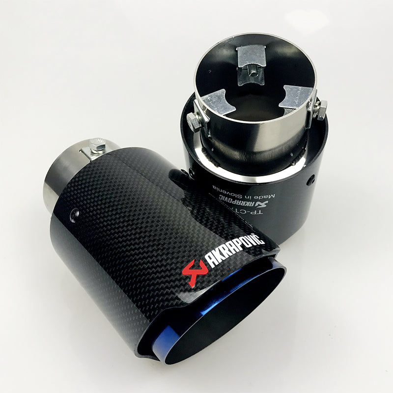 Inlet Adjustable Akrapovic Tips Carbon Fibre Car Exhaust Pipe Straight Edge Carbon Fiber Muffler Tip for inlet 35-56mm