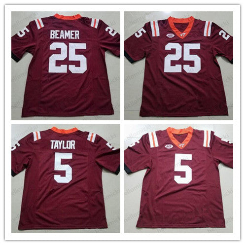 Virginia Tech Hokies 5 Tyrod Taylor 25 Frank Beamer Mens Youth NCAA College Football stitched red Jerseys free shipping