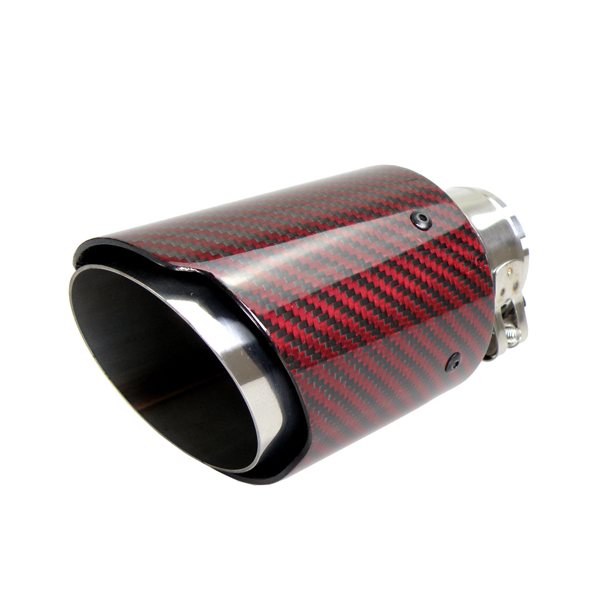 3.5&quot; Outlet Glossy Red Twill Carbon Fiber Exhaust Pipe Straight Edge Muffler Tips Outlet 89mm