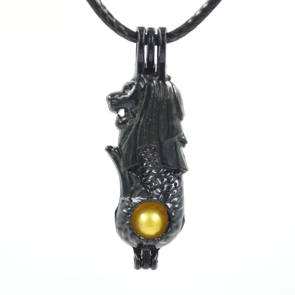 Mix Designs For You -black Color Locket Pearl Beads Cage Essential oil Diffuser Locket Open Pendants Fun Gifts