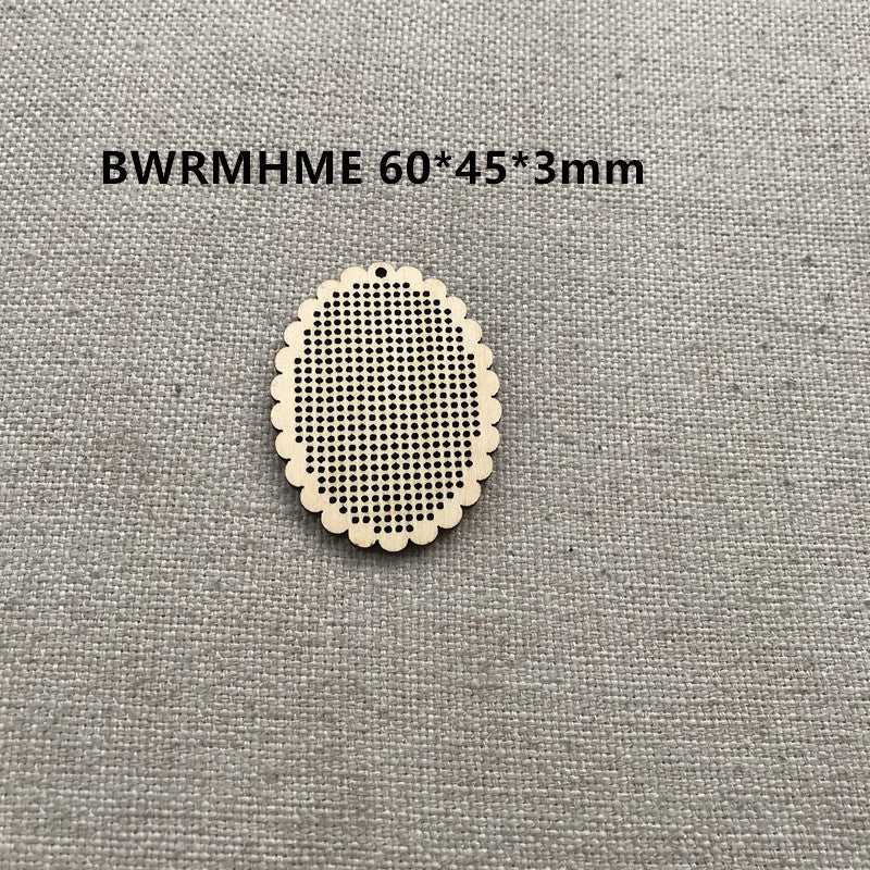 Party Decoration Mini DIY Cross Stitch Wood Lace Oval Chips Wooden Chip Pendant Handmade DIY Chip Cross Stitch