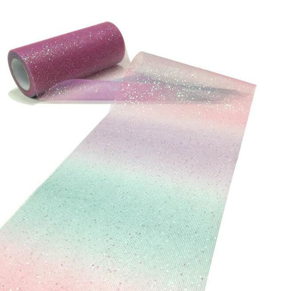 Rainbow Glitter Tulle Roll Sequin Crystal Organza Sheer Fabric DIY Craft Gift Tutu Skirt Home Wedding Decoration ZC0600