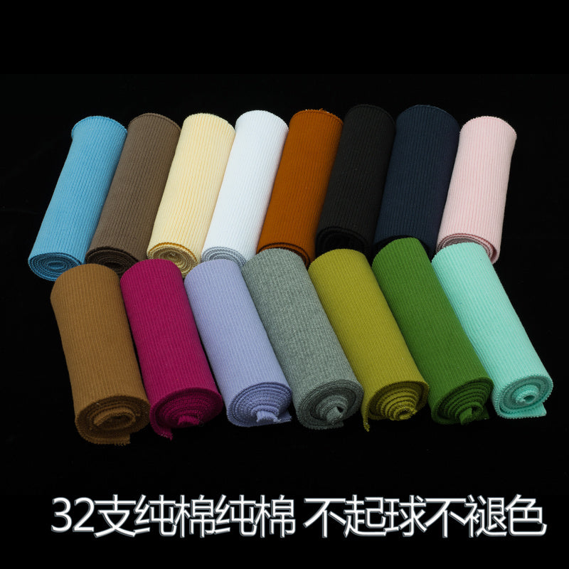 2*1 Cotton Sweater baseball Down Cuff Neckline Waistband Lower Hem Rib Trim Clothes Stretch Knit Fabric