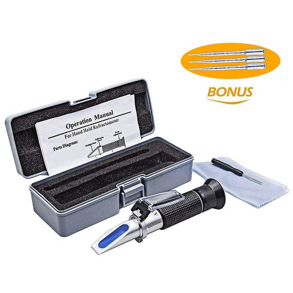 Ketotek Hand Held Beer Refractometer 1.000-1.120SG Wort Brewing Brix 0-32% Dual Scale with Retail Box
